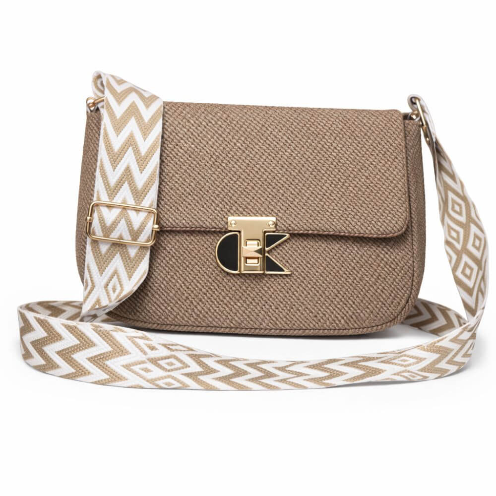  Ivory Textured Crossbody Bag (Beige)